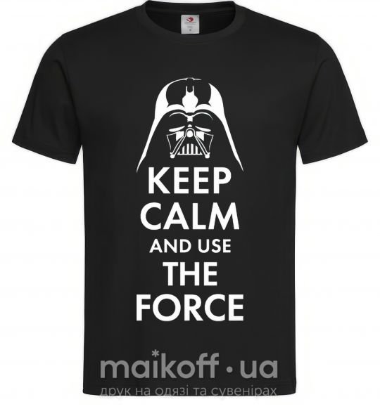 Чоловіча футболка Keep calm and use the force Чорний фото