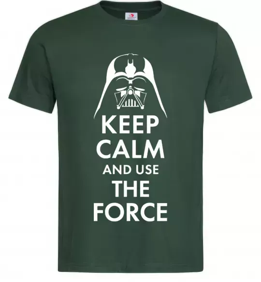 Чоловіча футболка Keep calm and use the force Темно-зелений фото