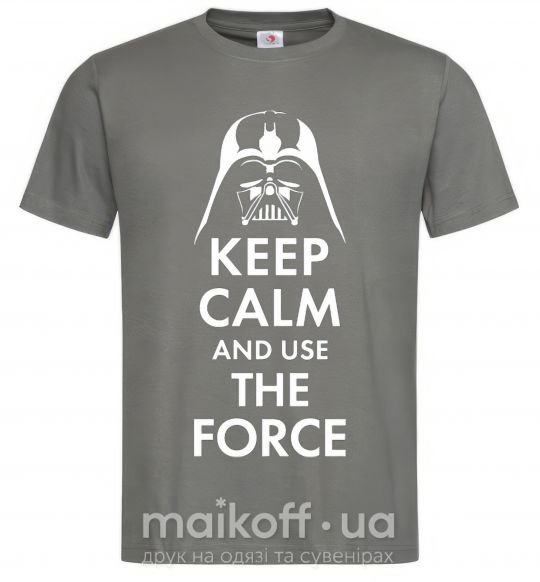 Чоловіча футболка Keep calm and use the force Графіт фото
