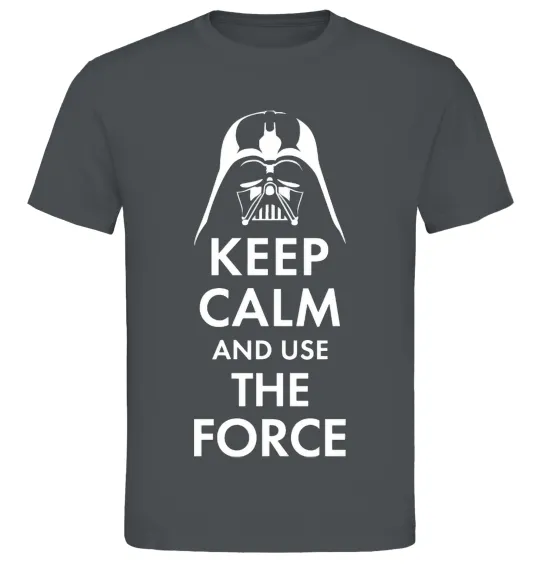 Чоловіча футболка Keep calm and use the force Графіт фото