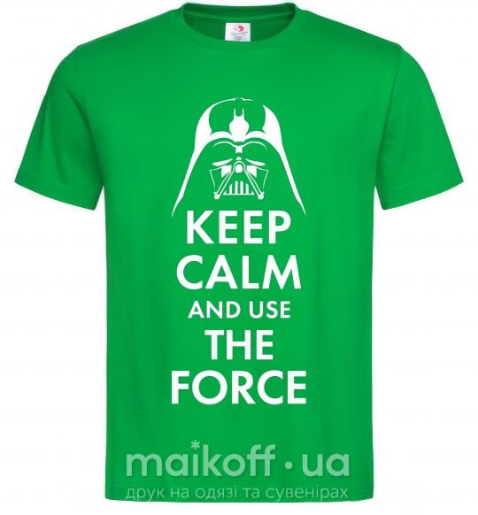 Мужская футболка Keep calm and use the force Зеленый фото