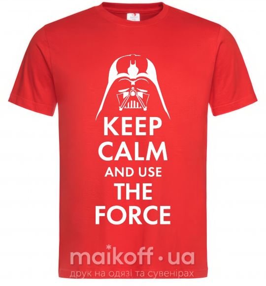 Чоловіча футболка Keep calm and use the force Червоний фото