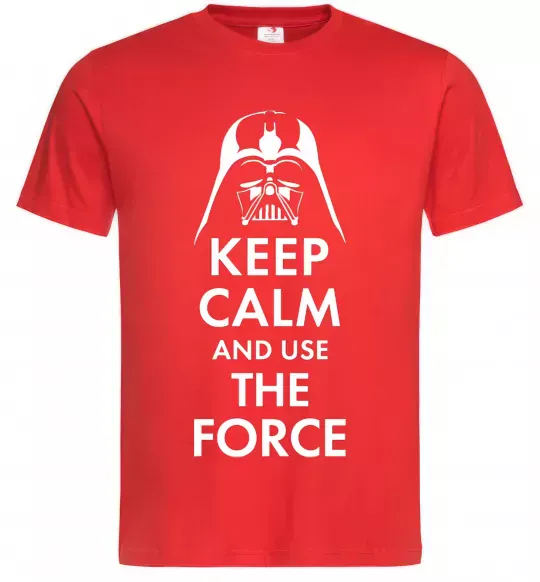 Чоловіча футболка Keep calm and use the force Червоний фото