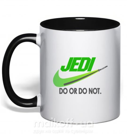 Чашка з кольоровою ручкою Jedi do or do not Чорний фото