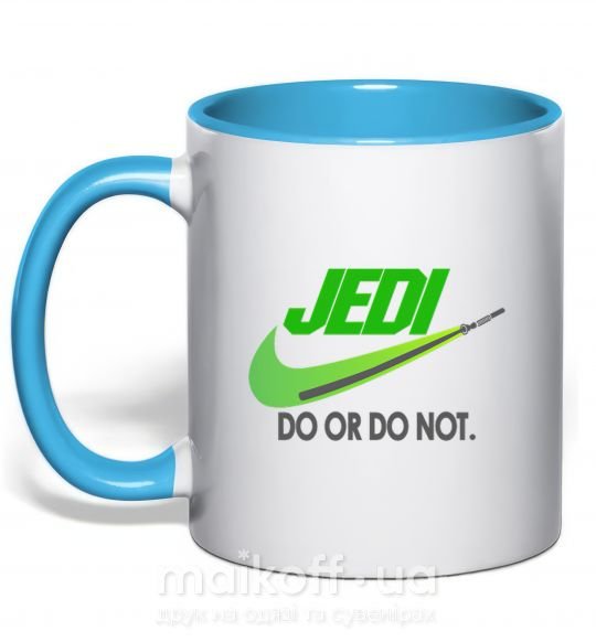 Чашка з кольоровою ручкою Jedi do or do not Блакитний фото