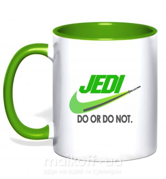 Чашка з кольоровою ручкою Jedi do or do not Зелений фото
