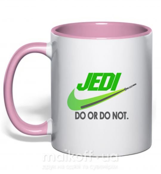 Чашка з кольоровою ручкою Jedi do or do not Ніжно рожевий фото