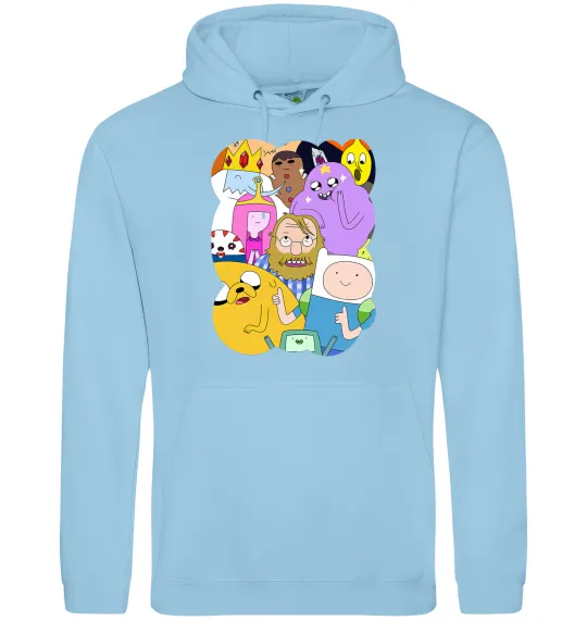 Чоловіча толстовка (худі) Adventure time heroes Блакитний фото