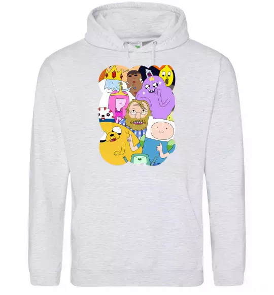 Женская толстовка (худи) Adventure time heroes Серый меланж фото