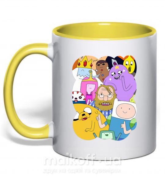 Чашка з кольоровою ручкою Adventure time heroes Сонячно жовтий фото