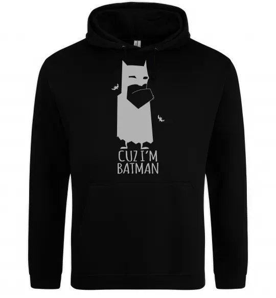 Чоловіча толстовка (худі) Cuz i'm batman Чорний фото