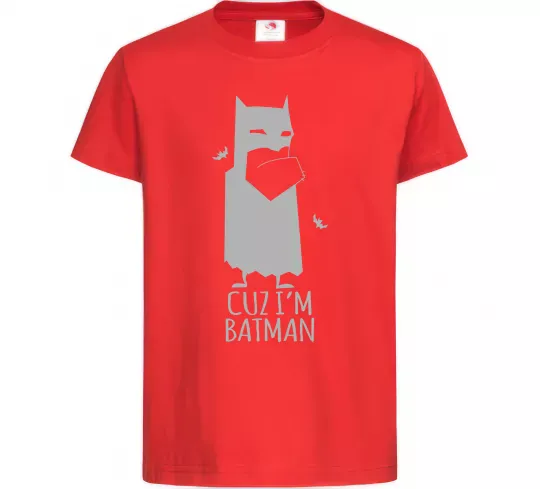 Детская футболка Cuz i'm batman Красный фото