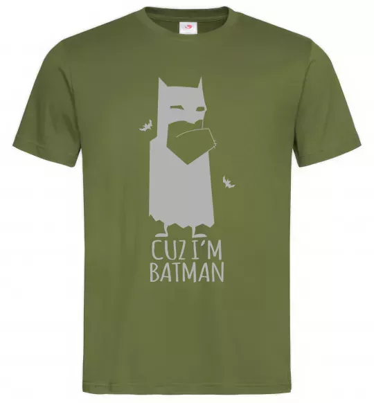 Мужская футболка Cuz i'm batman Оливковый фото