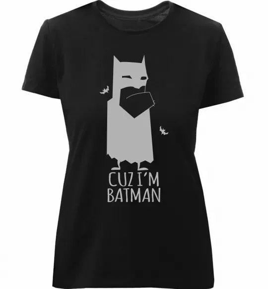 Женская премиум футболка Cuz i'm batman Черный фото