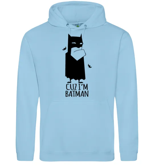 Чоловіча толстовка (худі) Cuz i'm batman Блакитний фото