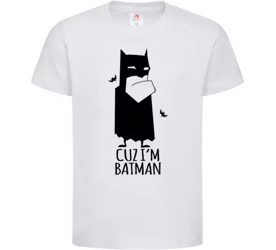 Детская футболка Cuz i'm batman Белый фото