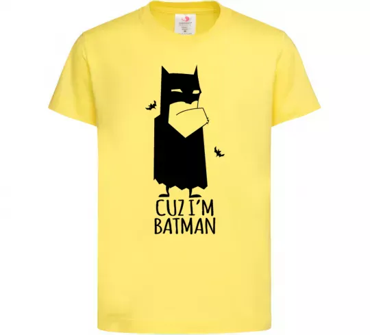 Детская футболка Cuz i'm batman Лимонный фото