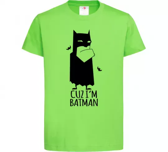 Детская футболка Cuz i'm batman Лаймовый фото