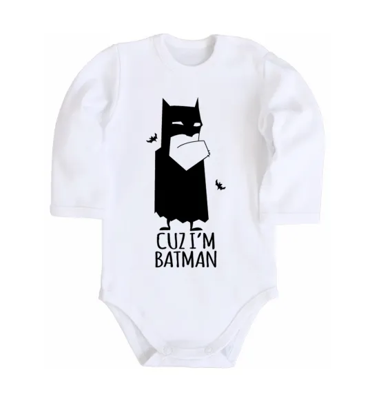 Дитячий бодік Cuz i'm batman Білий фото
