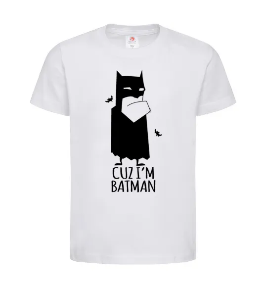Детская футболка Cuz i'm batman Белый фото