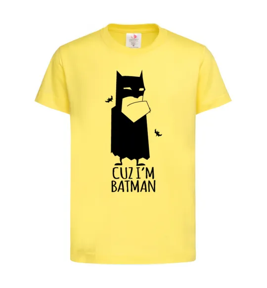 Детская футболка Cuz i'm batman Лимонный фото