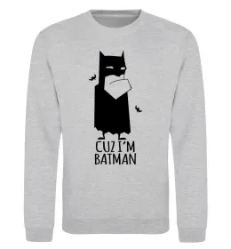 Свитшот Cuz i'm batman Серый меланж фото
