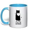 Чашка с цветной ручкой Cuz i'm batman Голубой Чашка с цветной ручкой Cuz i'm batman Голубой фото