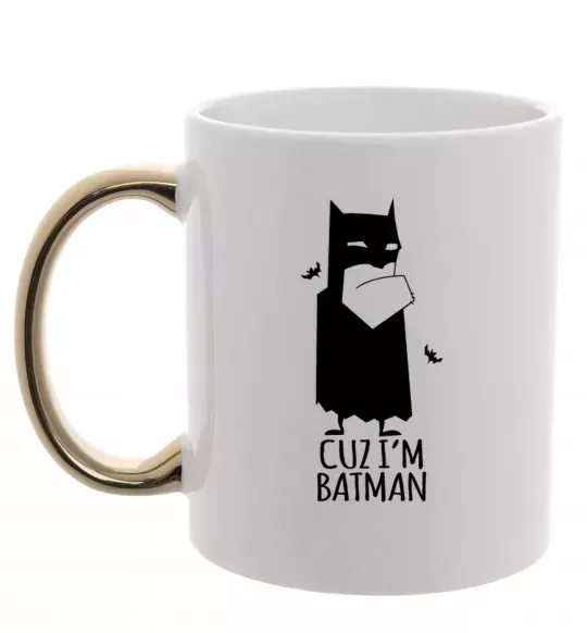 Чашка с цветной ручкой Cuz i'm batman Золото фото