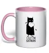 Чашка с цветной ручкой Cuz i'm batman Нежно розовый Чашка с цветной ручкой Cuz i'm batman Нежно розовый фото