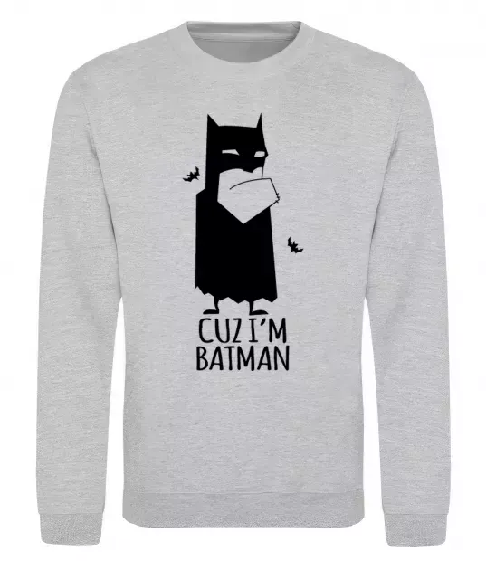 Свитшот Cuz i'm batman Серый меланж фото