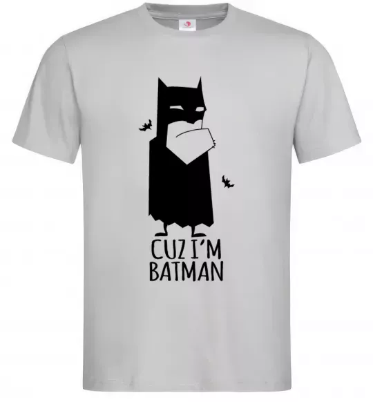 Мужская футболка Cuz i'm batman Серый фото