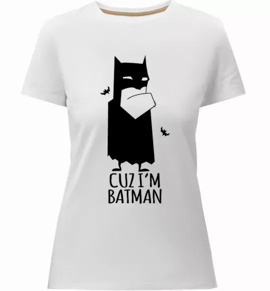 Женская премиум футболка Cuz i'm batman Белый фото