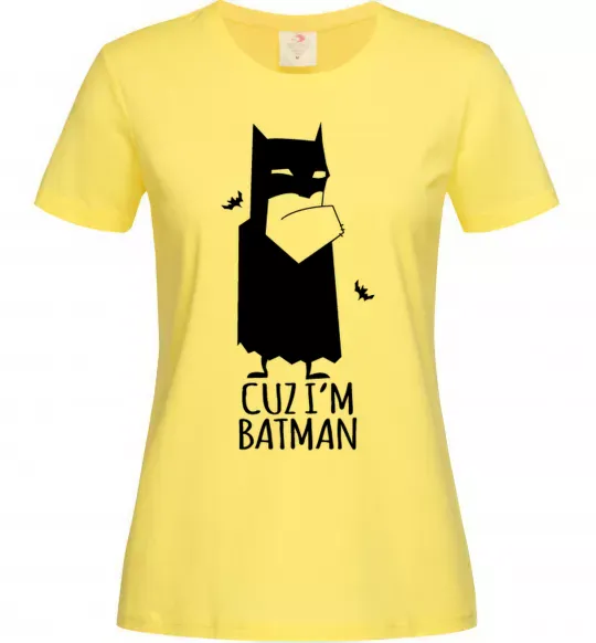 Женская футболка Cuz i'm batman Лимонный фото