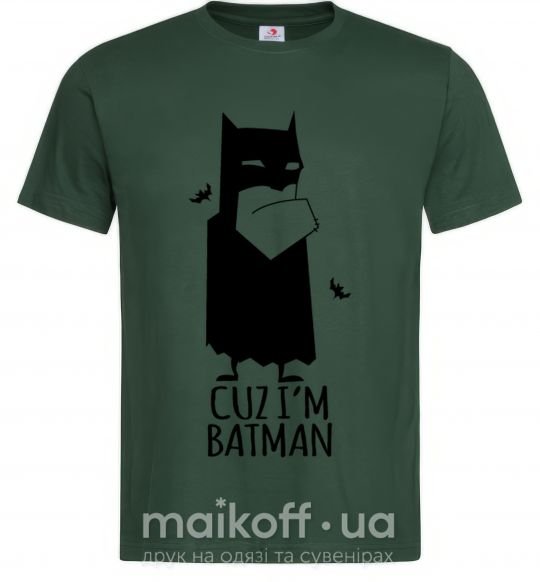 Мужская футболка Cuz i'm batman Темно-зеленый фото