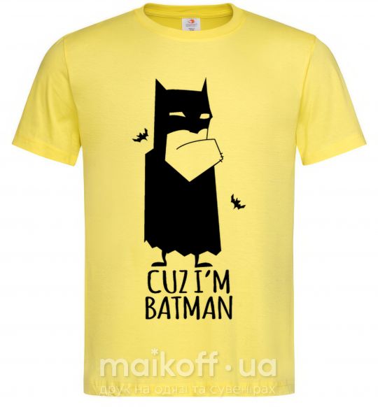 Мужская футболка Cuz i'm batman Лимонный фото