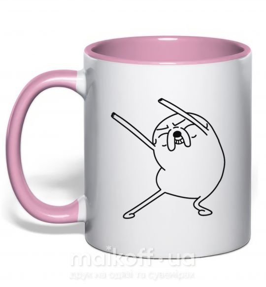 Чашка з кольоровою ручкою Очень довольный Джейк Ніжно рожевий фото