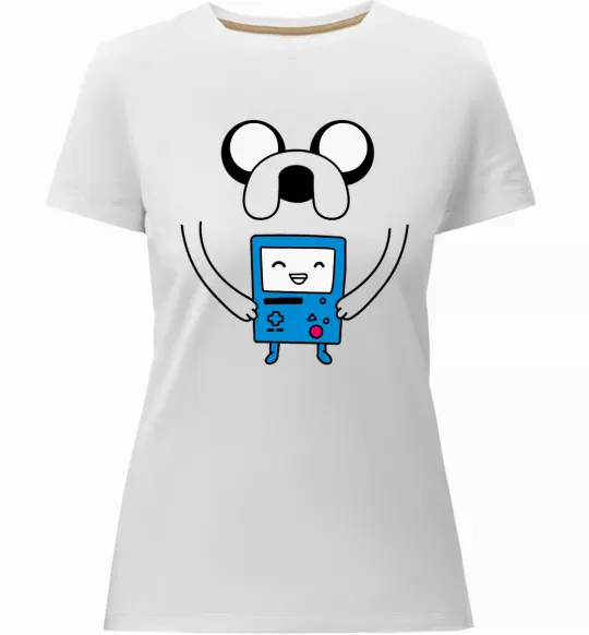 Жіноча преміум футболка Джейк и калькулятор Білий фото