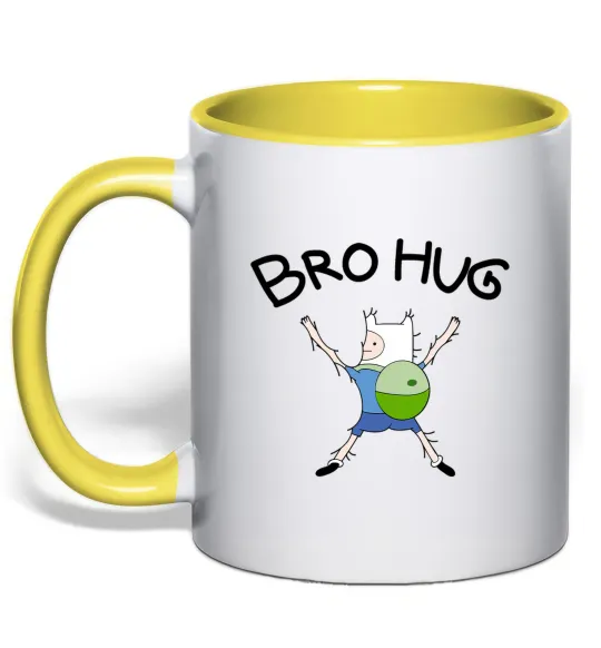 Чашка с цветной ручкой Bro hug Лимонный фото