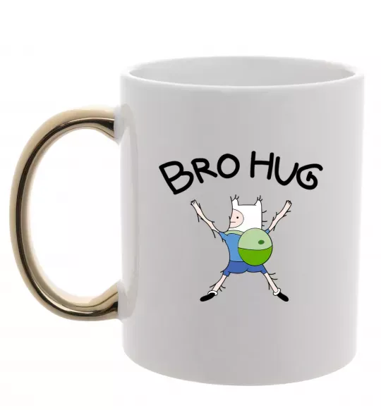 Чашка з кольоровою ручкою Bro hug Золото фото