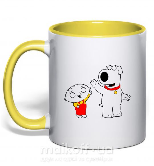 Чашка с цветной ручкой Family Guy Stewie and Brian Солнечно желтый фото