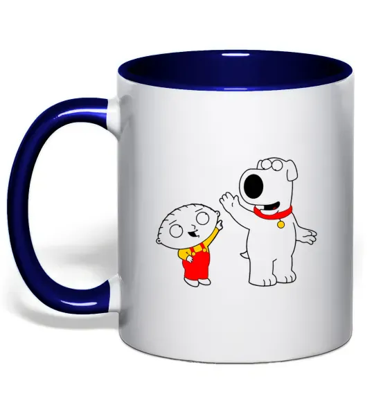 Чашка с цветной ручкой Family Guy Stewie and Brian Глубокий темно-синий фото