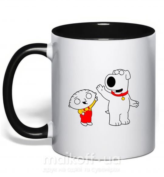 Чашка з кольоровою ручкою Family Guy Stewie and Brian Чорний фото