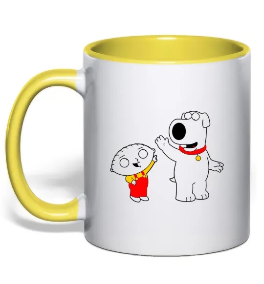 Чашка с цветной ручкой Family Guy Stewie and Brian Лимонный фото