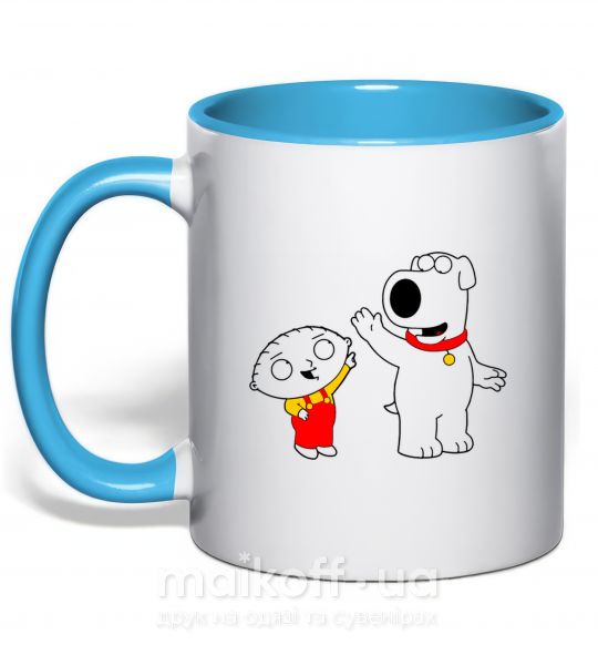 Чашка с цветной ручкой Family Guy Stewie and Brian Голубой фото