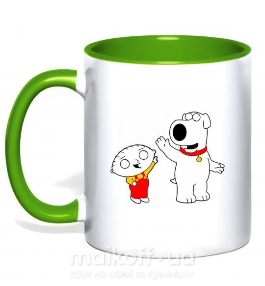 Чашка з кольоровою ручкою Family Guy Stewie and Brian Зелений фото