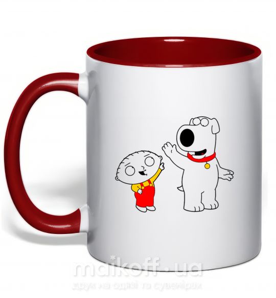 Чашка з кольоровою ручкою Family Guy Stewie and Brian Червоний фото