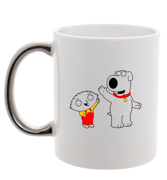 Чашка с цветной ручкой Family Guy Stewie and Brian Серебро фото