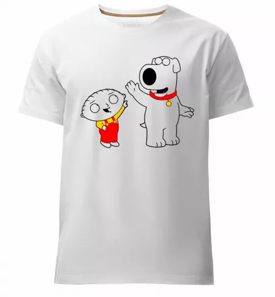 Мужская премиум футболка Family Guy Stewie and Brian Белый фото