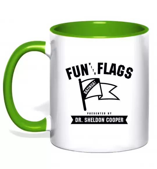 Чашка с цветной ручкой Fun with flags Зеленый фото