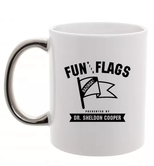 Чашка с цветной ручкой Fun with flags Серебро фото